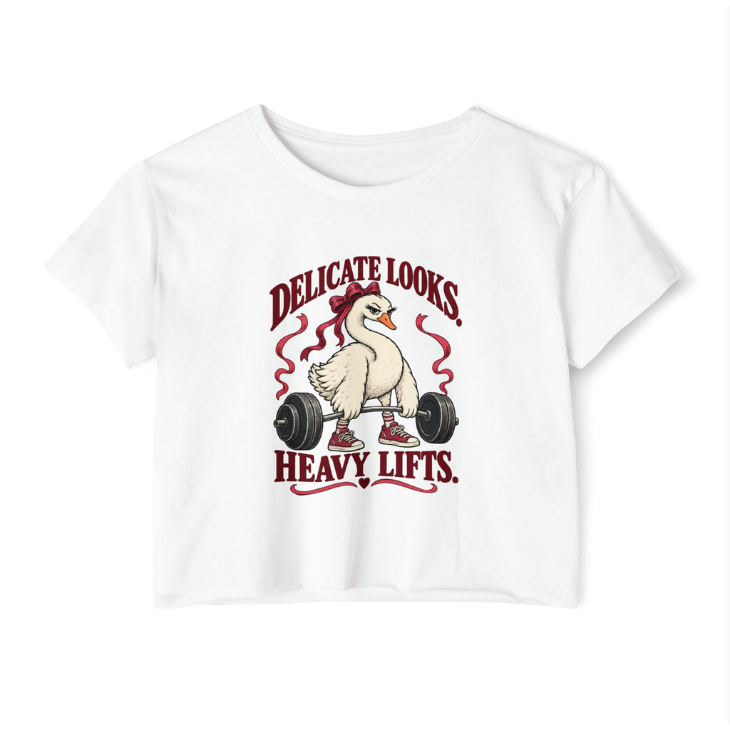 Delicate Looks, Heavy Lifts — Two-Sided Swan Crop Top