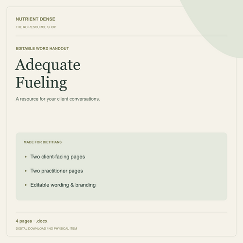 Adequate Fueling — editable digital resource from Nutrient Dense